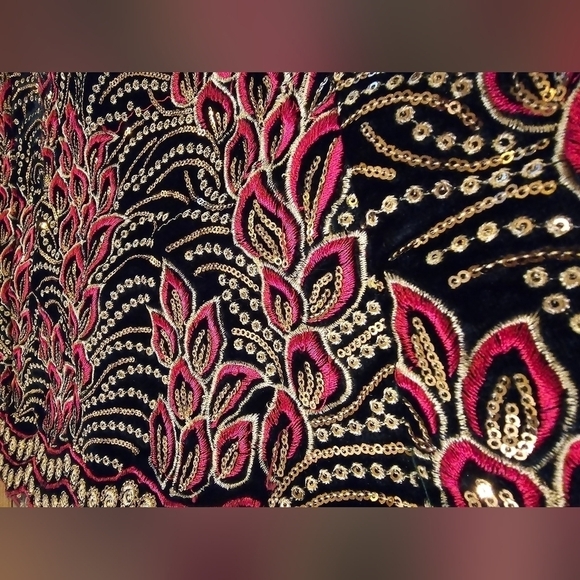 Hand Sewn Emerald Green Velvet Sequin Mermaid Gown XS - Picture 8 of 10